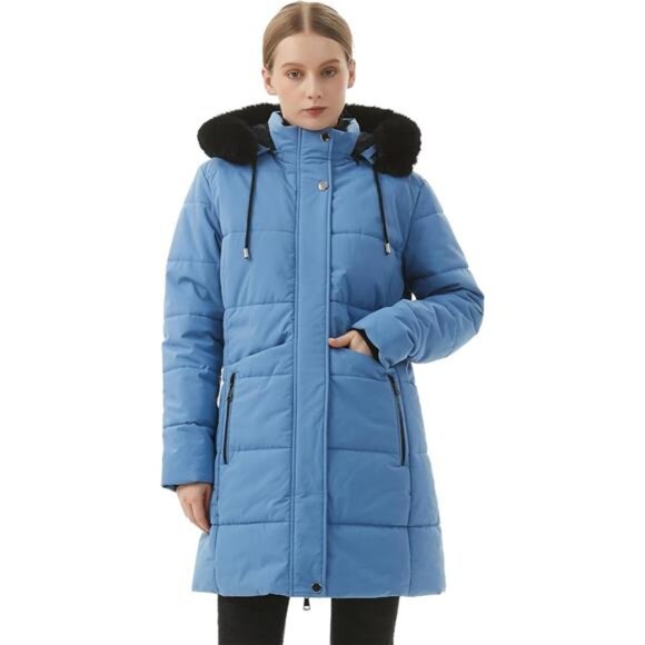 Women's Winter Puffer Coat Jacket Waterproof Blue - Picture 3 of 6